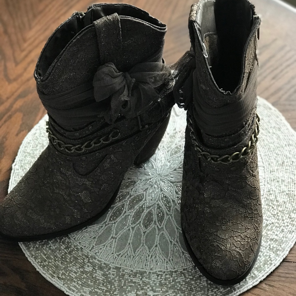 Not Rated bronze glitter booties
